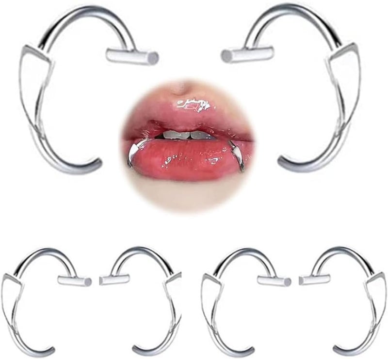 QWALIT Fake Lip Ring Cuffs Fake Nose Face Dermal Piercing Silver Clip on Vampire Teeth Fangs Faux Snake Bites Clip Nose Ring Hoops non Piercing Stick on Stud Jewelry for Halloween Jewelry Women Men - Image 1